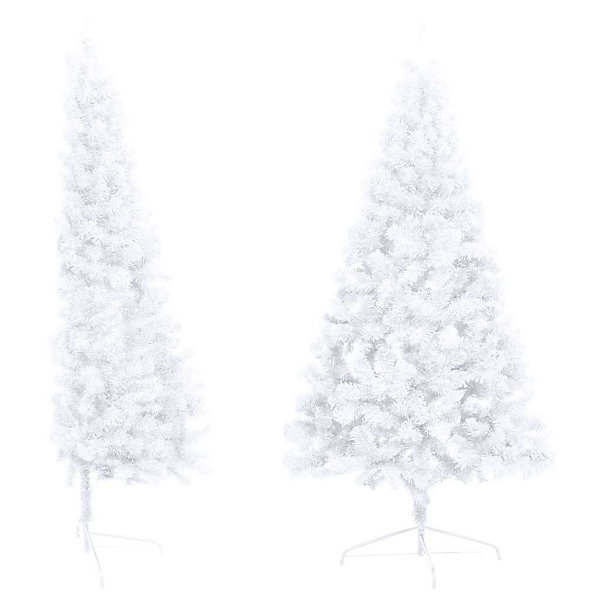 Demi-arbre de Noël artificiel pré-éclairé et boules blanc 240cm vidaXL