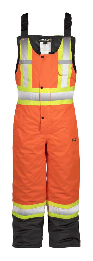Terra Men's Hi-Vis Lined Work Overalls with Waterproof Shell, Multi Pockets, Orange