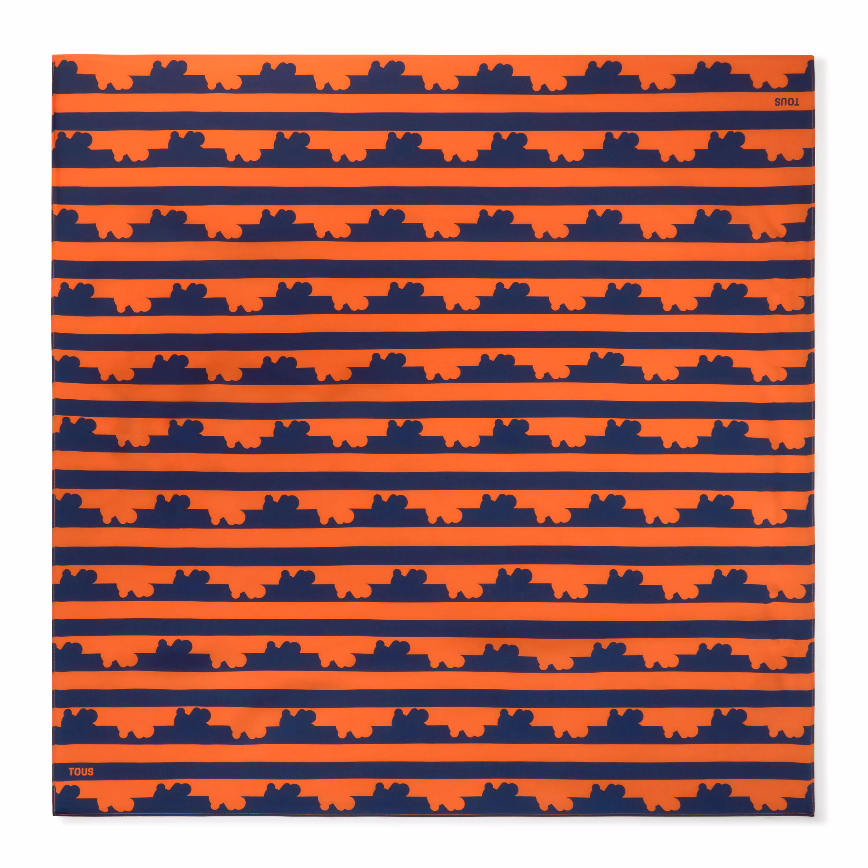 Pañuelo de seda azul marino y naranja TOUS Bear Stripes