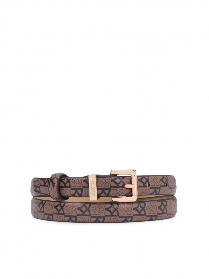 Women's patterned leather belt