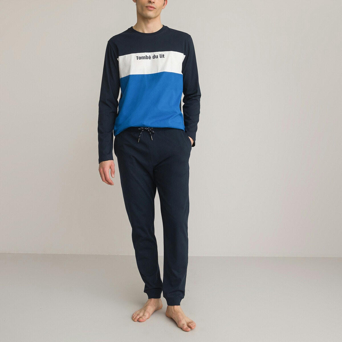 Pyjama manches longues pantalon uni