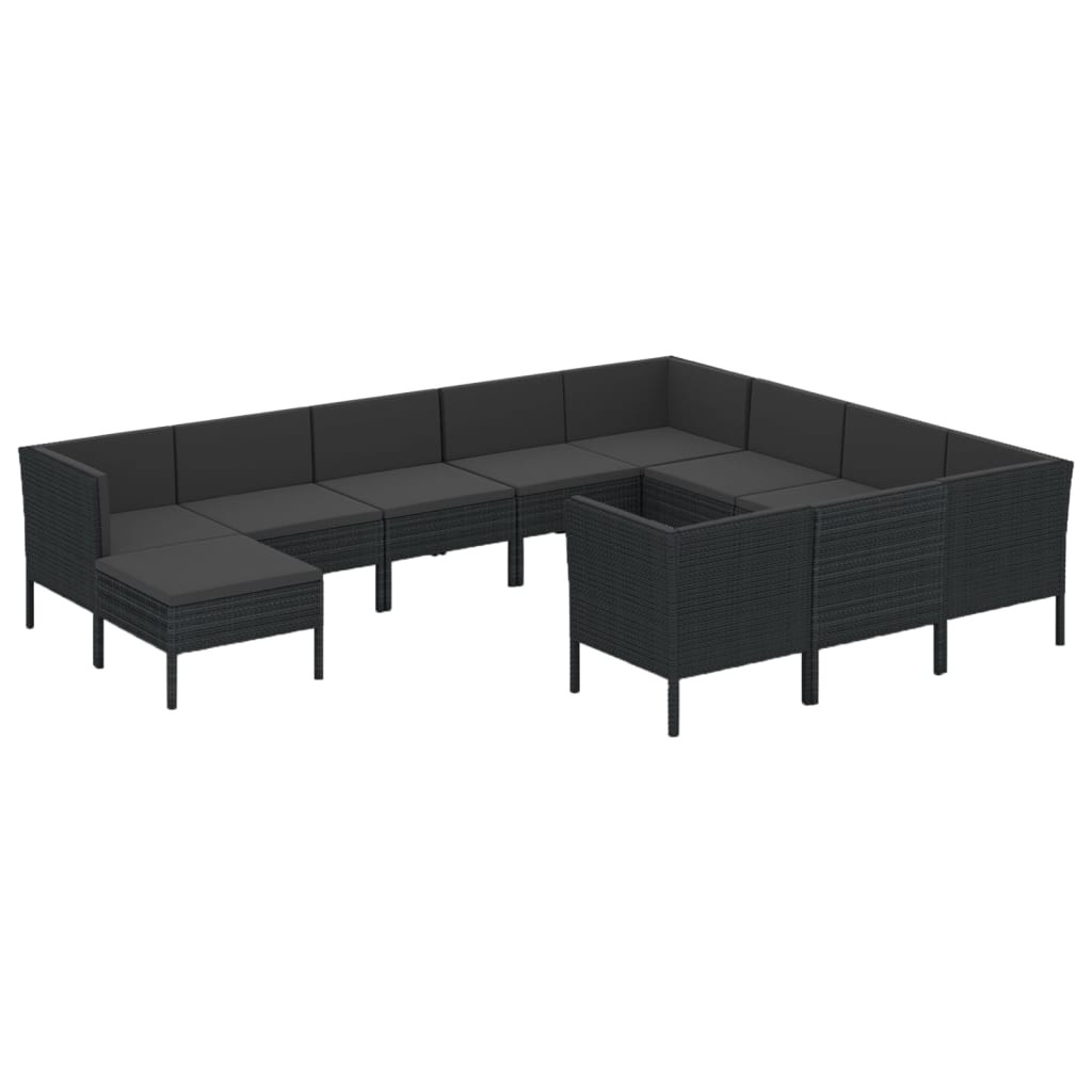 Zestaw wypoczynkowy do ogrodu Czarny Technorattan 6x sofa środkowa   4x