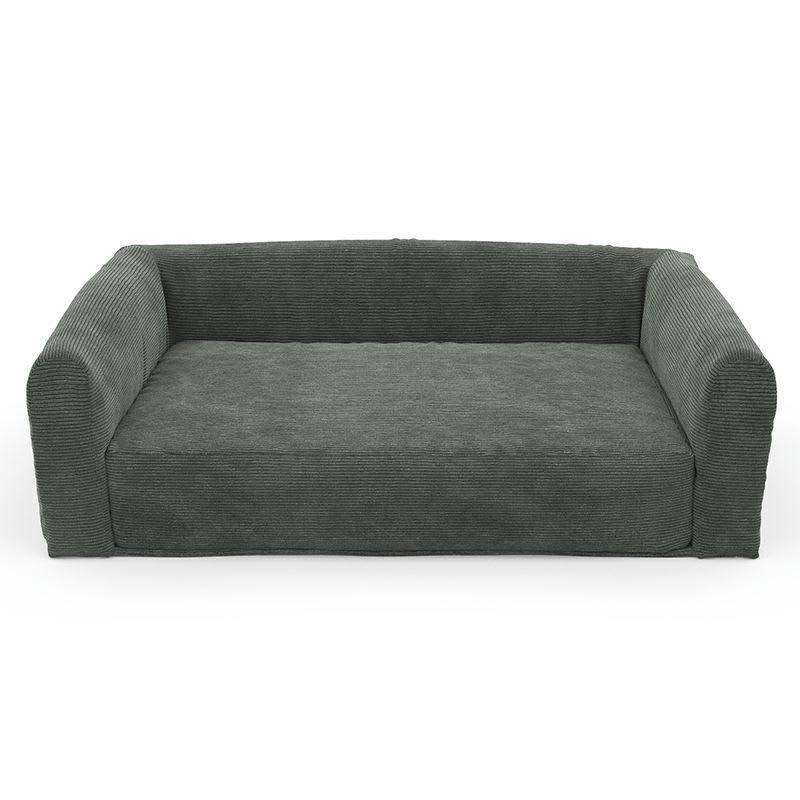 LEONARD - Panier pour chien en tissu velours côtelé vert taille l