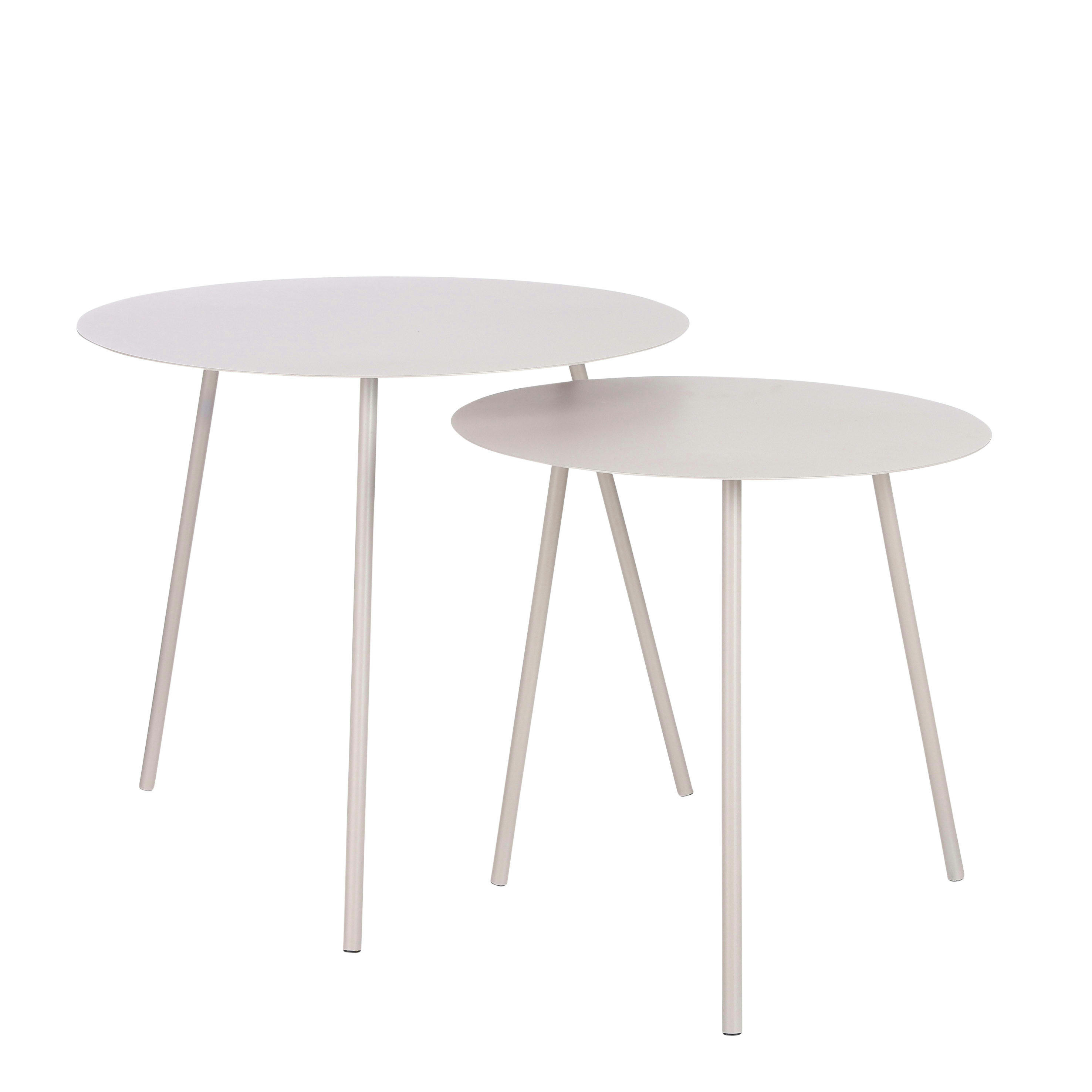 PONTUS - Lot de 2 tables gigognes en métal beige