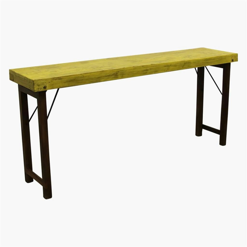 VINTAGE - Console ancienne en bois jaune