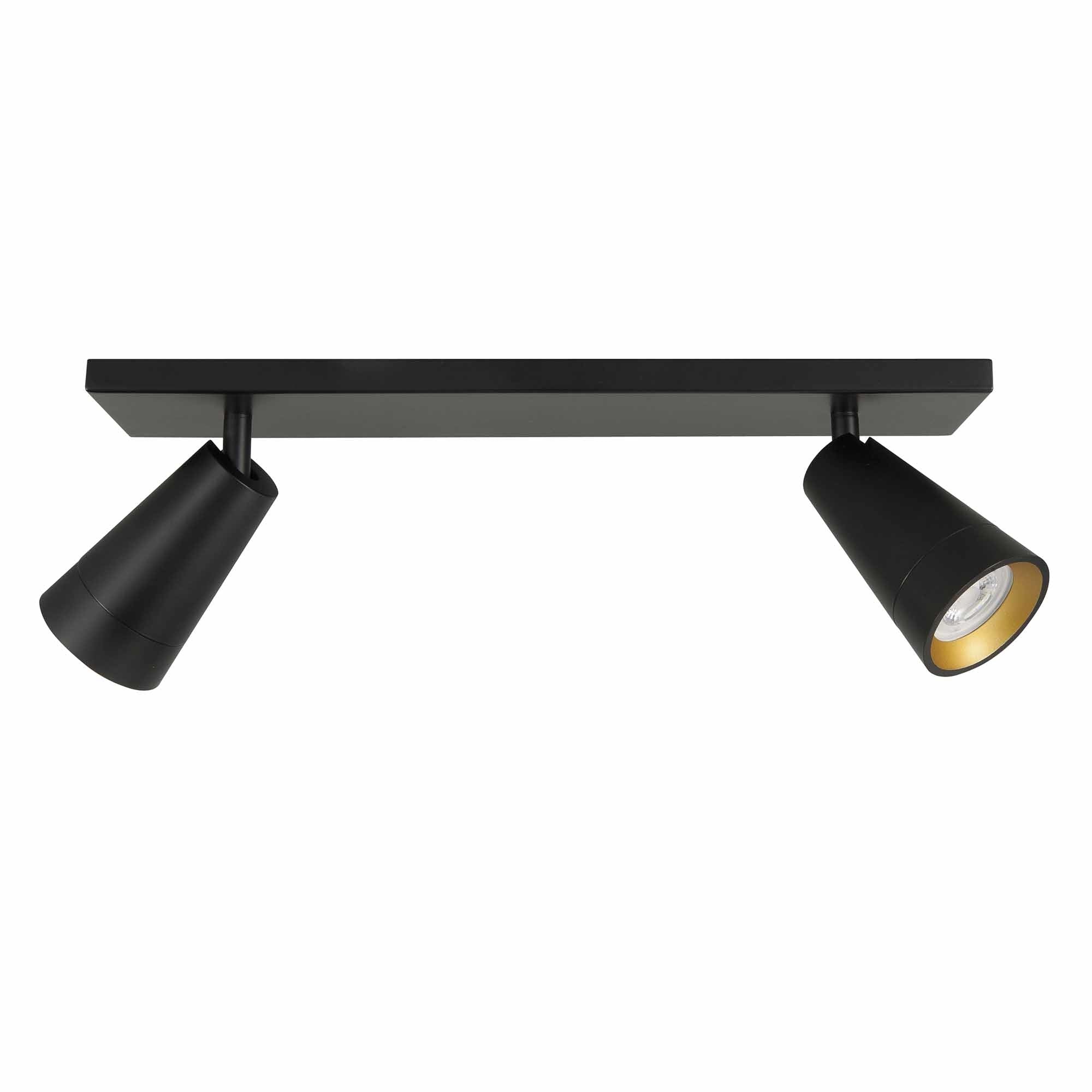 Highlight spot Petunia - 2 lichts - 40 x 13  cm - zwart - goud