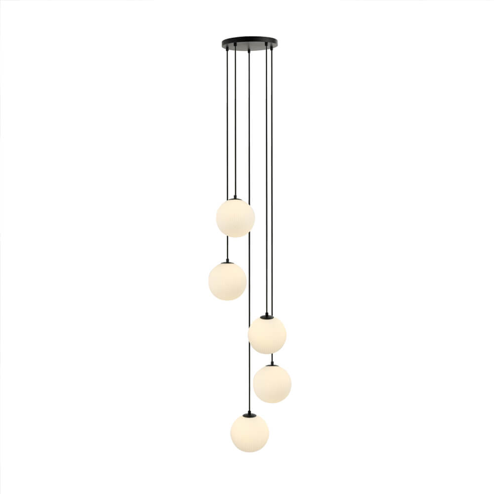 HOME DELUXE Glazen hanglamp SUNA Wit - 5 lichtpunten