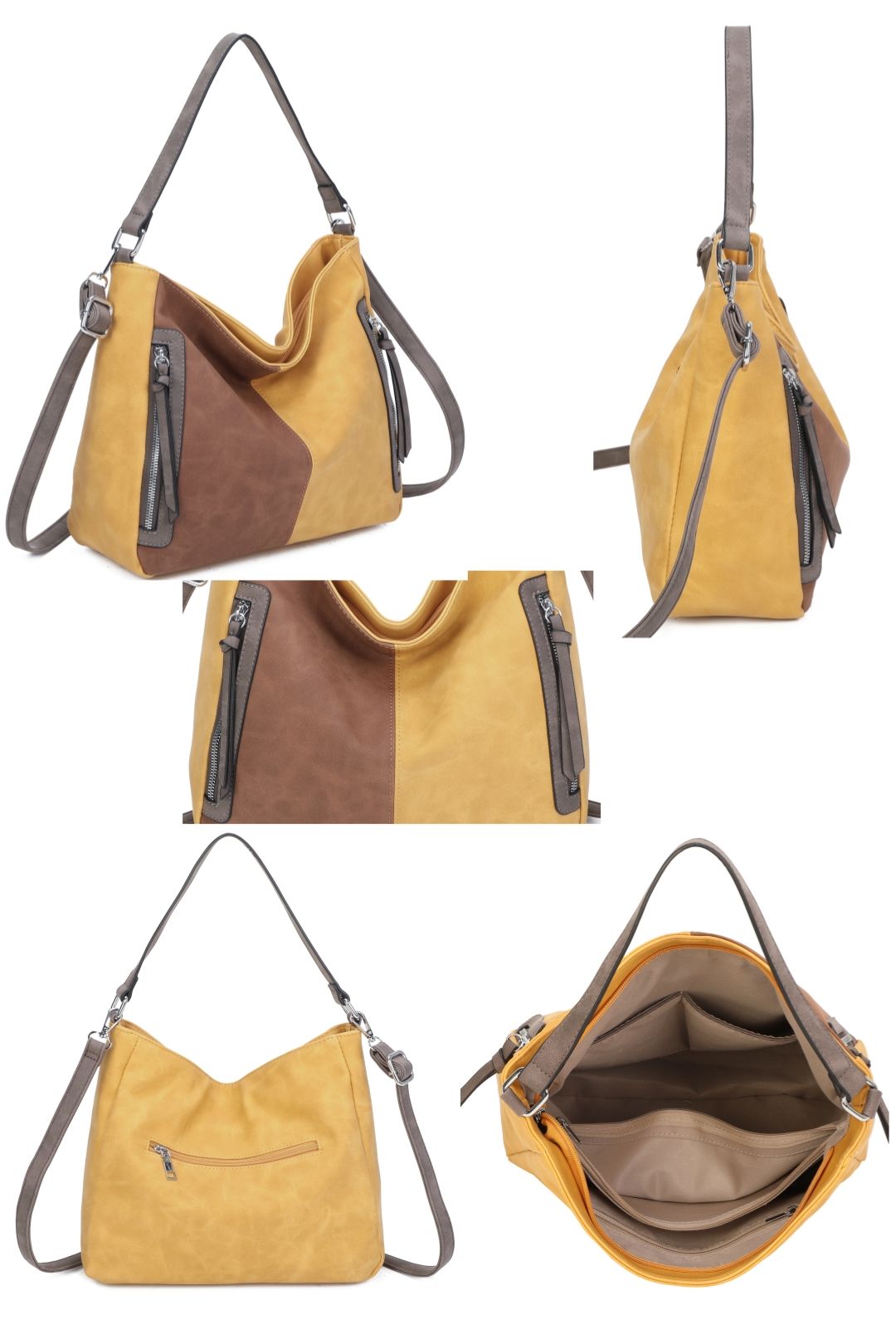 Fontanella Fashion Solstice Suede PU Leather Multi-Color Shoulder Bag
