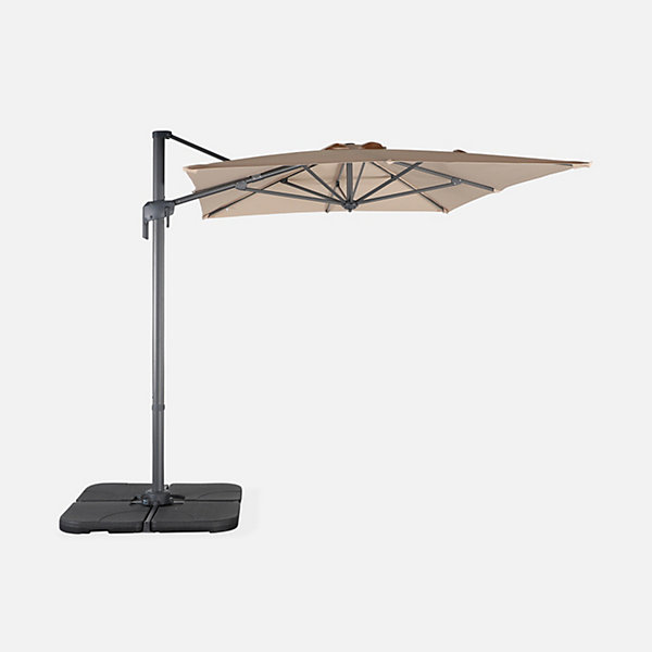 Parasol déporté rectangulaire 2x3m - Antibes - Beige - Parasol excentré inclinable. rabattable et rotatif à 360.