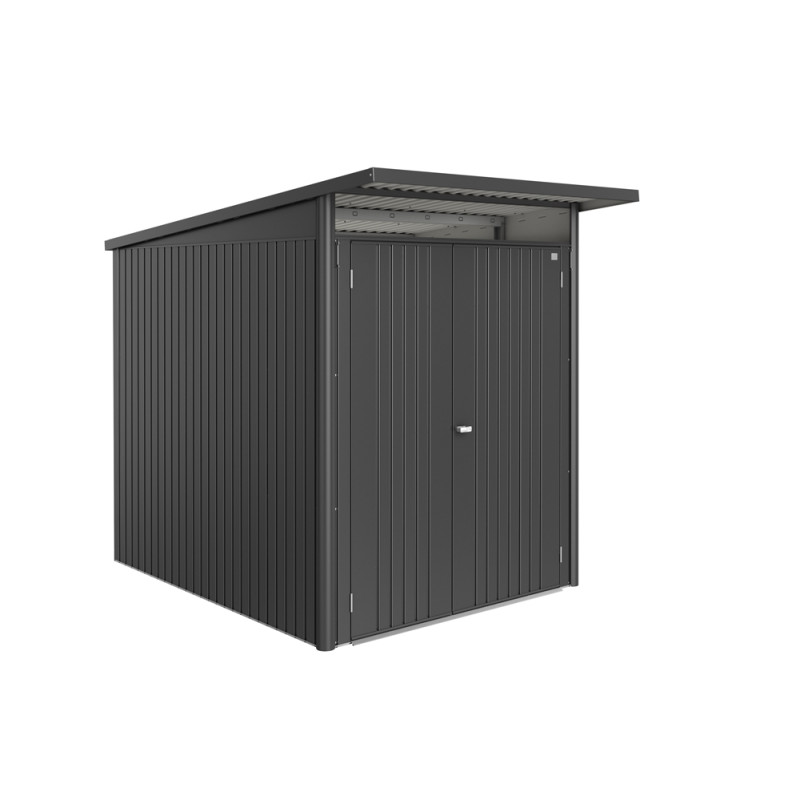 Abri de jardin en métal AvantGarde Eco double porte gris foncé 1,8 x 2,55 x 2,18 m BIOHORT