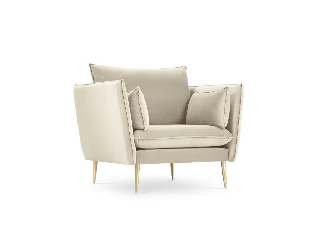 AGATE - Fauteuil en velours beige