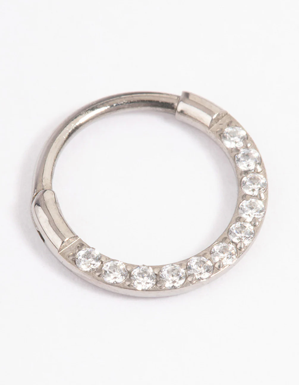 Titanium Cubic Zirconia Clicker Earring 7mm