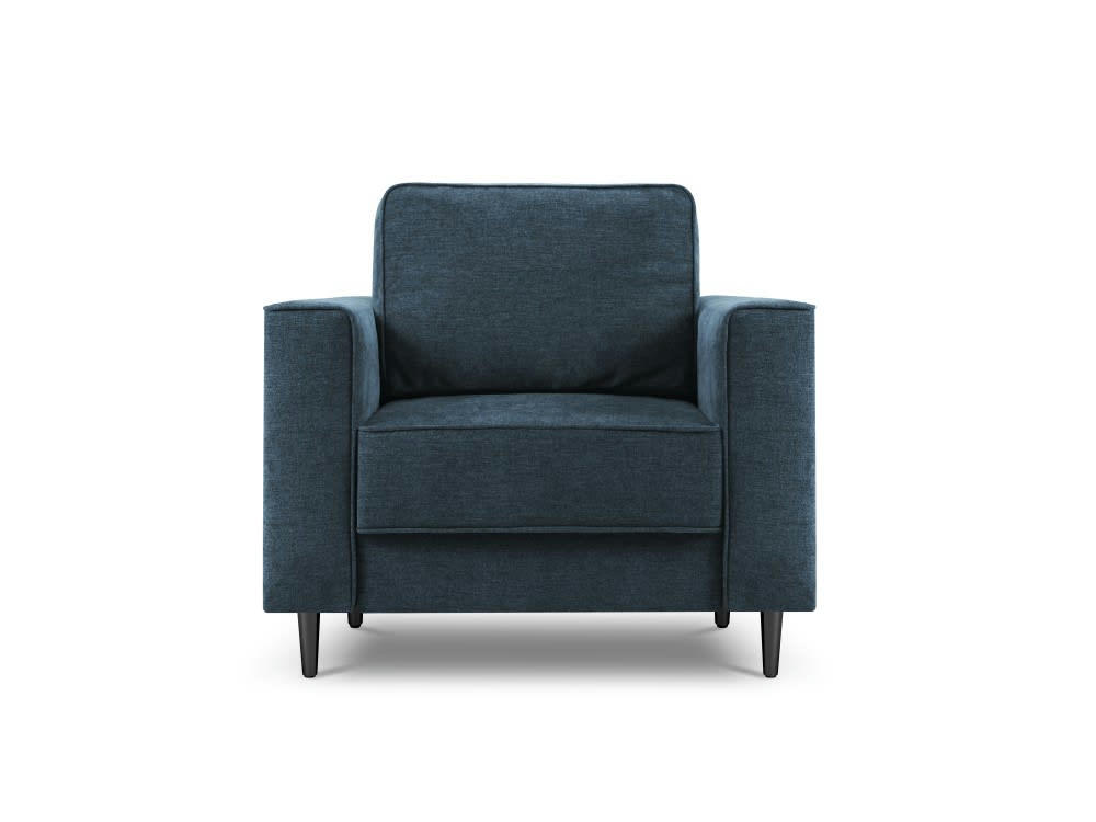 DUNAS - Fauteuil en tissu structuré bleu foncé
