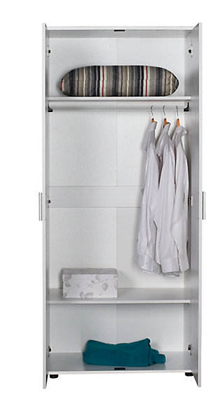 Armoire / placard de rangement de 2 portes coloris blanc - longueur 80 x profondeur 47 x hauteur 187 cm