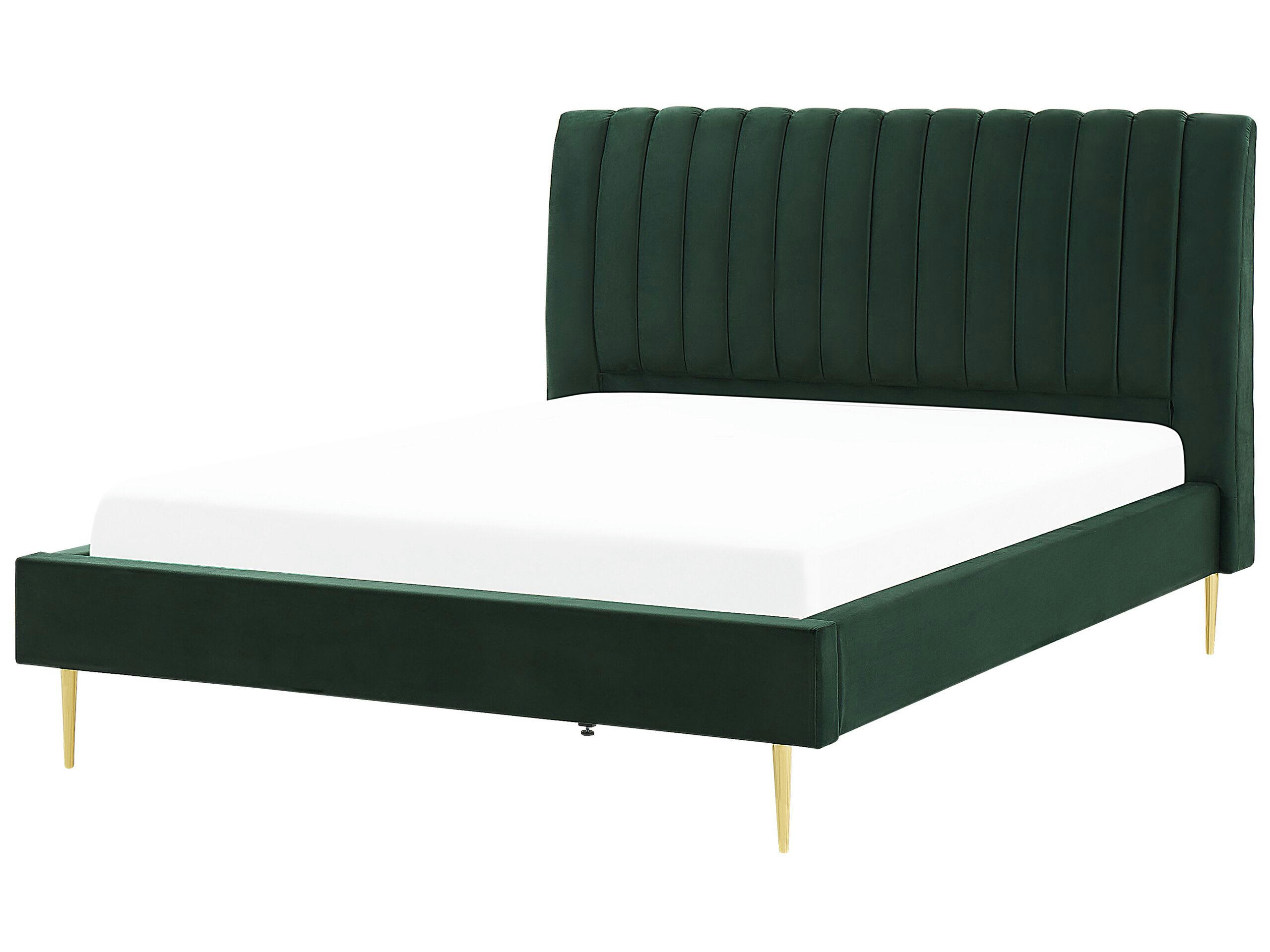 MARVILLE - Lit double en tissu vert 180x200