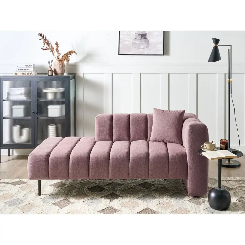 LANNILS - Chaise longue - Roze - Rechtszijdig - Polyester