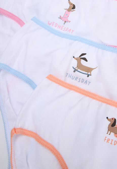 Younger Girls 5pk White Dog Weekday Briefs