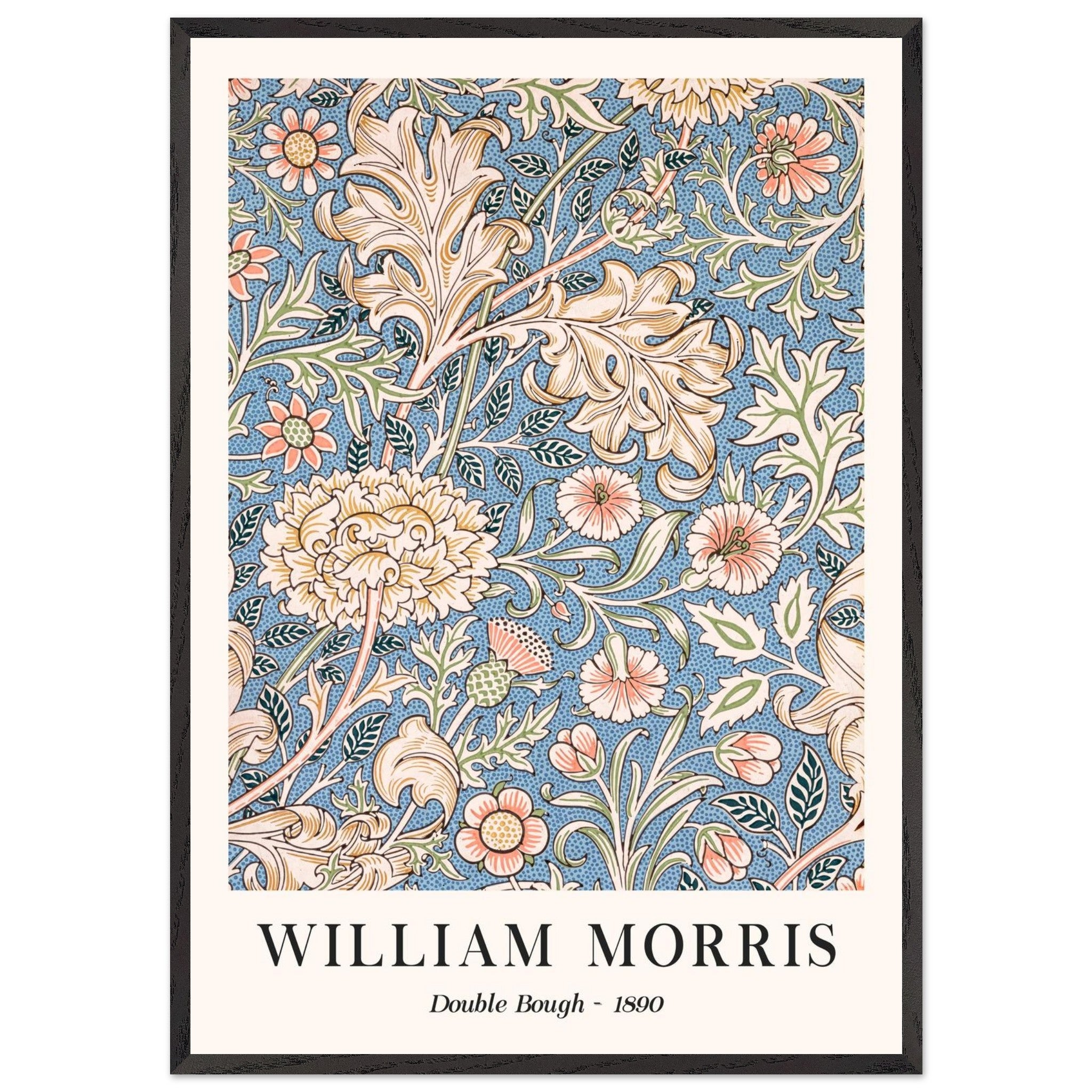 Artfulprints Poster met Lijst William Morris - Double bough 1890  - 70x100 cm - Blauw