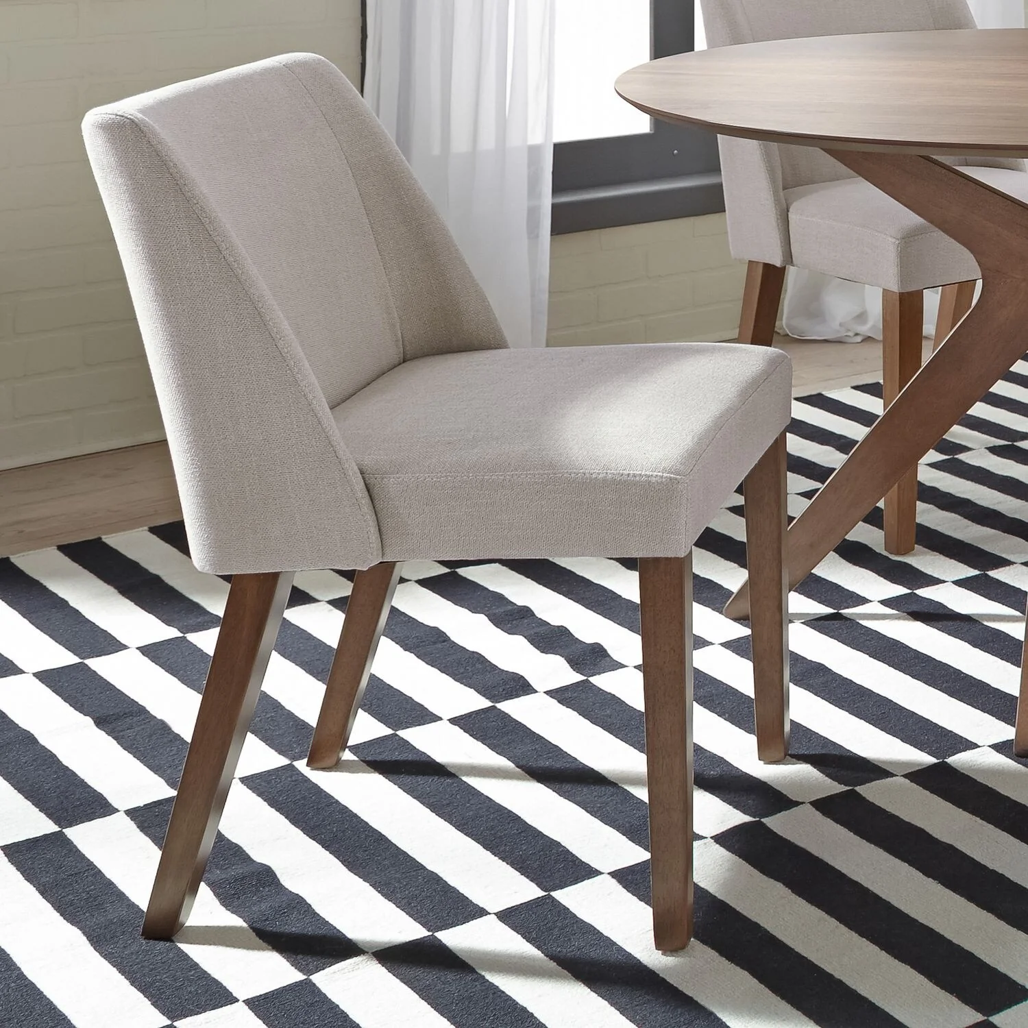 Space Savers Dining Chairs Set Walnut and Linen Upholstery 2 Piece - Various Colors