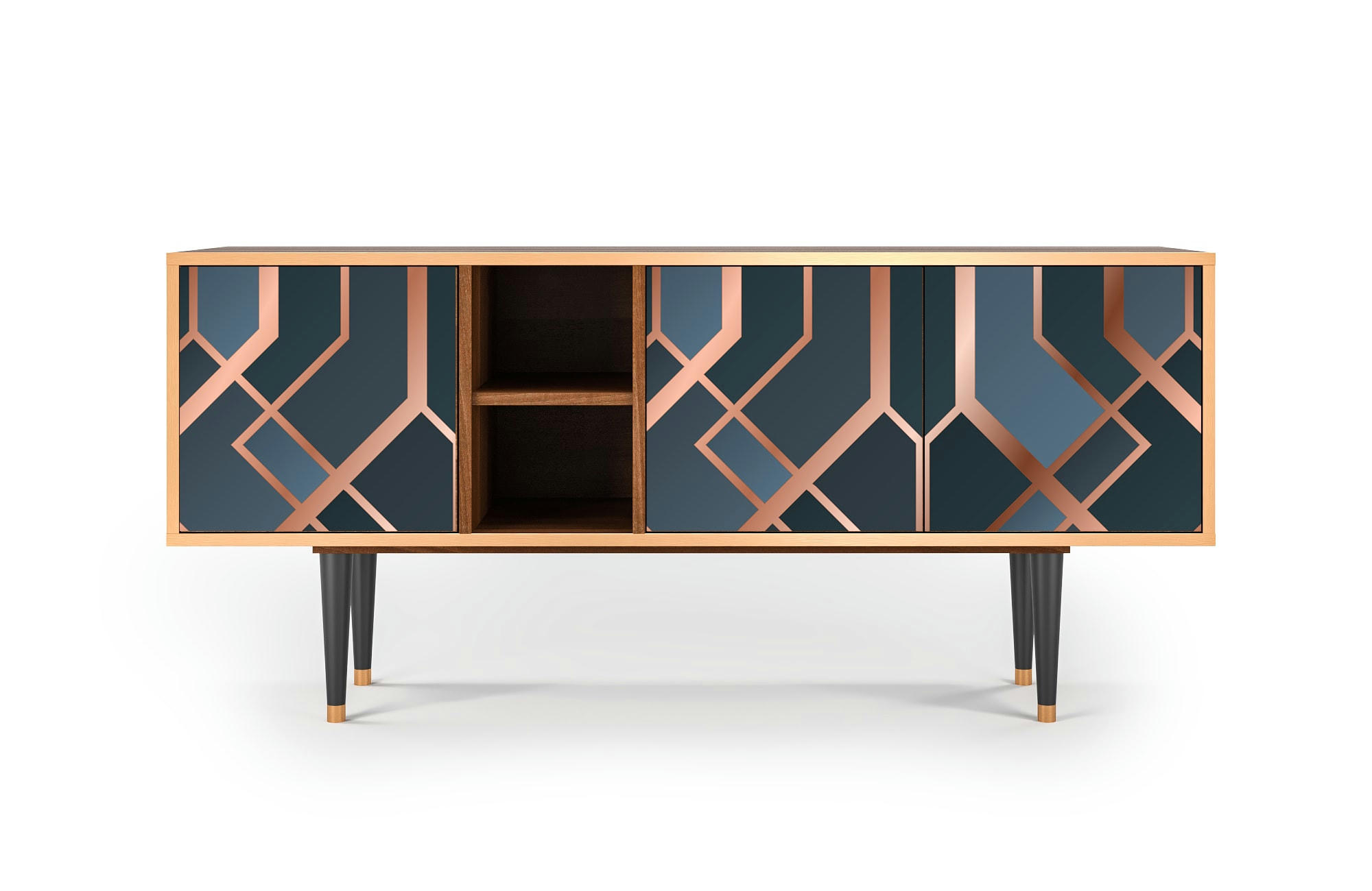 ASHY 1920' - Meuble TV  bleu-vert 3 tiroirs L 150 cm