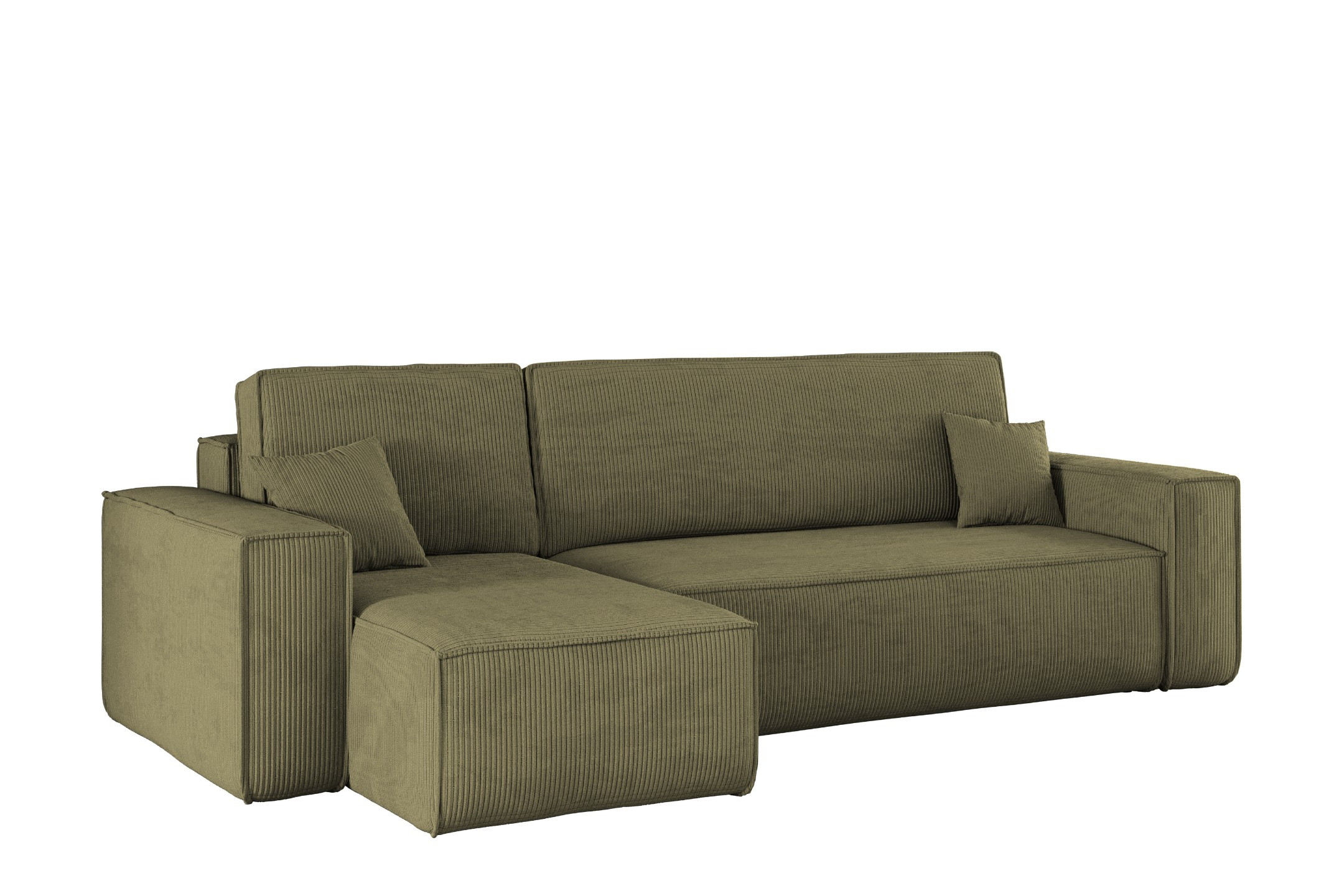 Sofa w kształcie L BEST narożnik, tkanina Poso, Oliwkowy Lewostronny