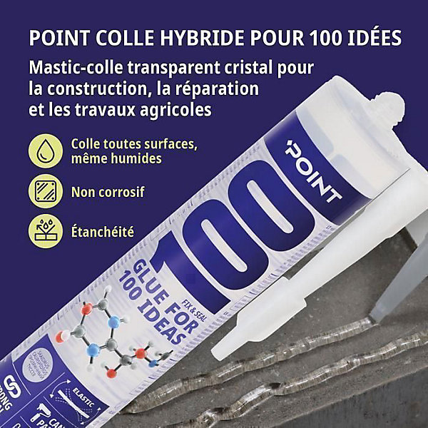 Colle de fixation - POINT - POINT 100 - MS Polymer - élastique - étanche - 290 ml