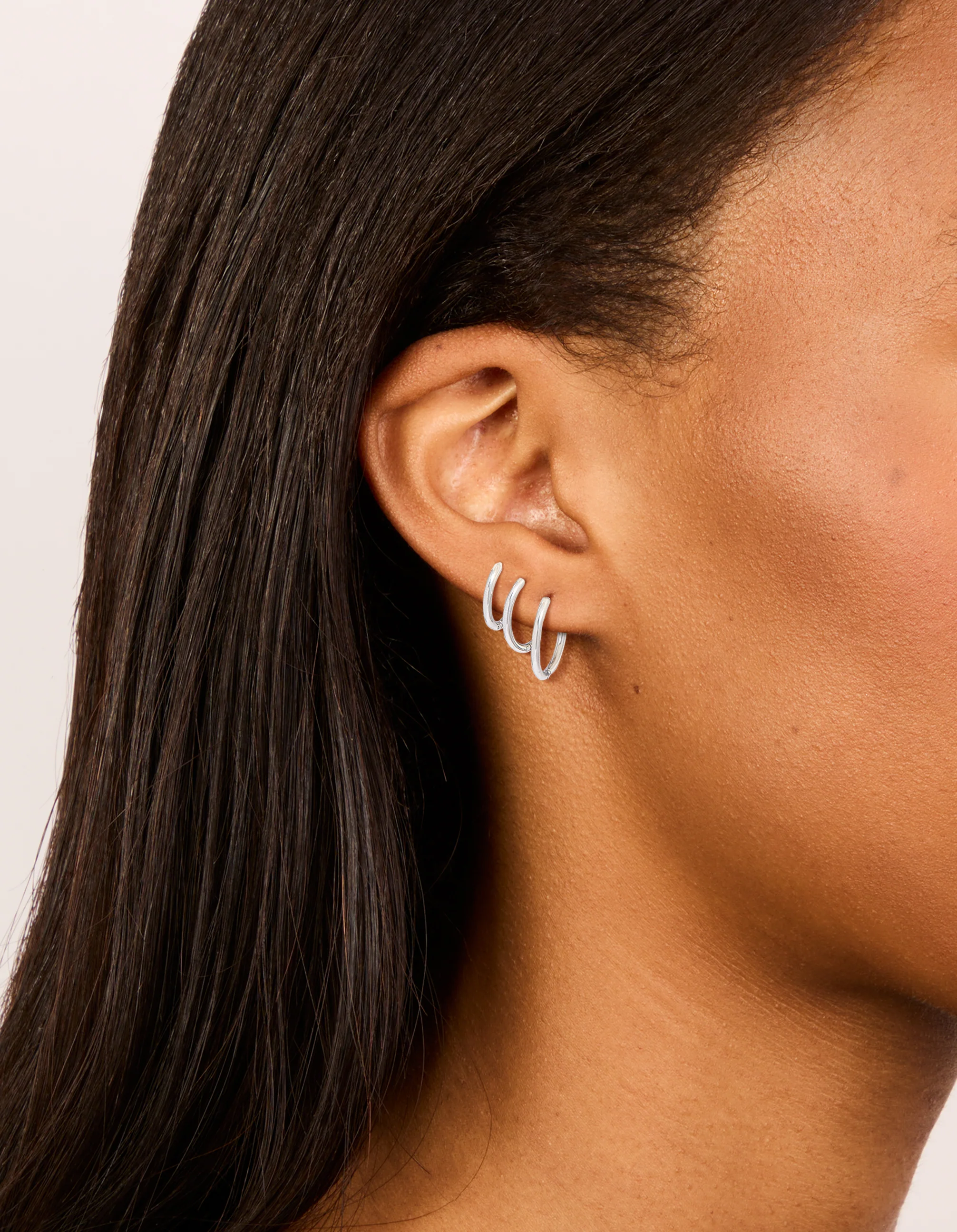 Waterproof Stainless Steel Thin Hoop Earrings 3-Pack