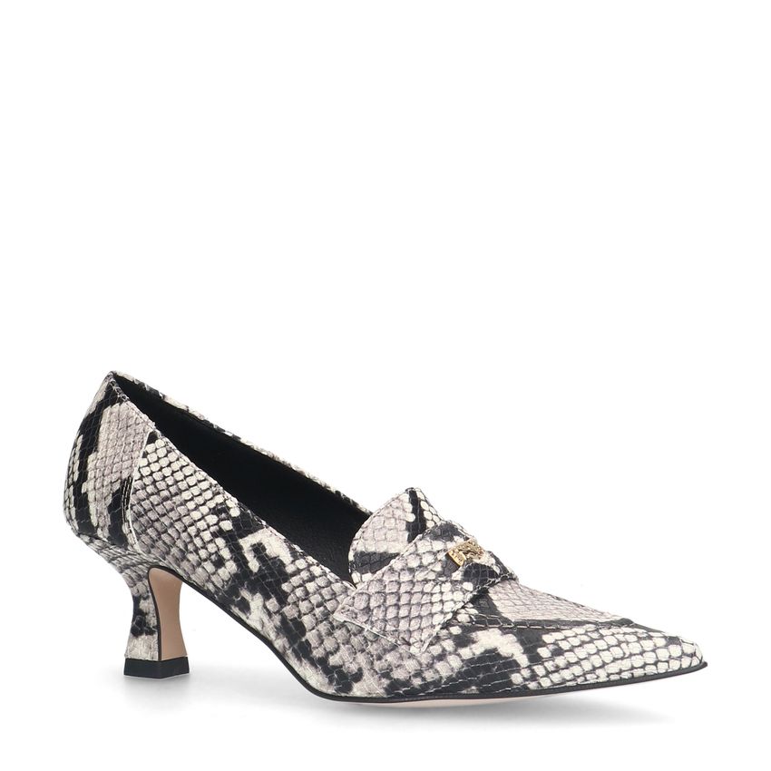 Manfield Slangenprint leren pumps