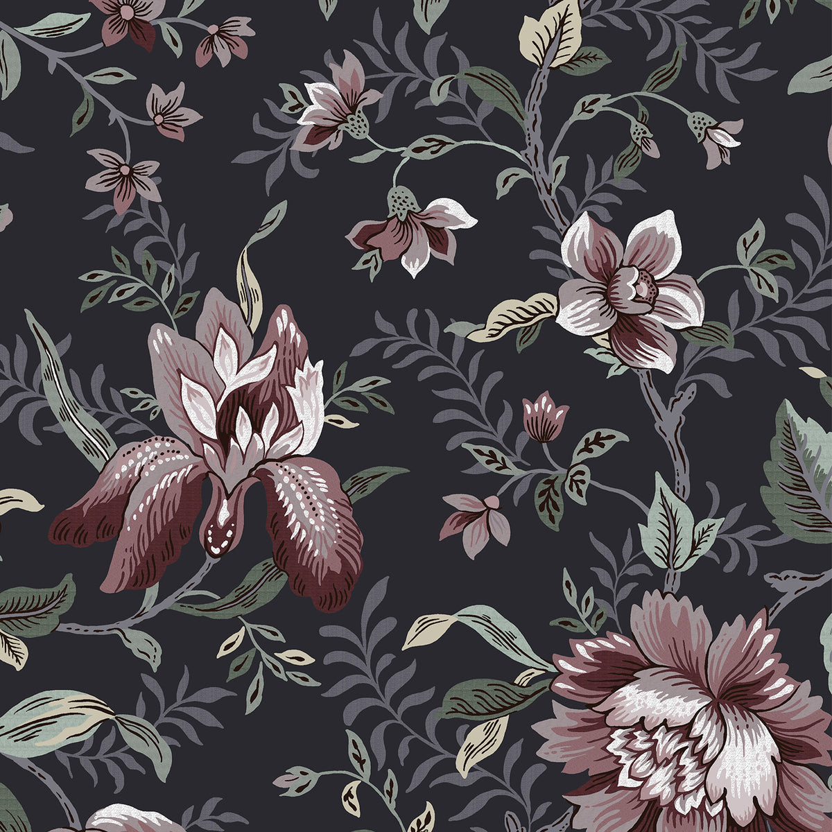 Laura Ashley Vliesbehang Editas Garden Charcoal 10mx52cm