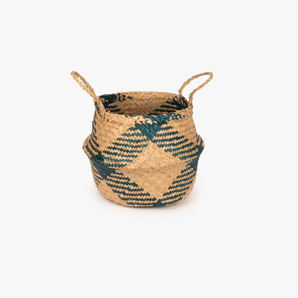 Cesto Seagrass Azul Escuro Pequeno BASSAC