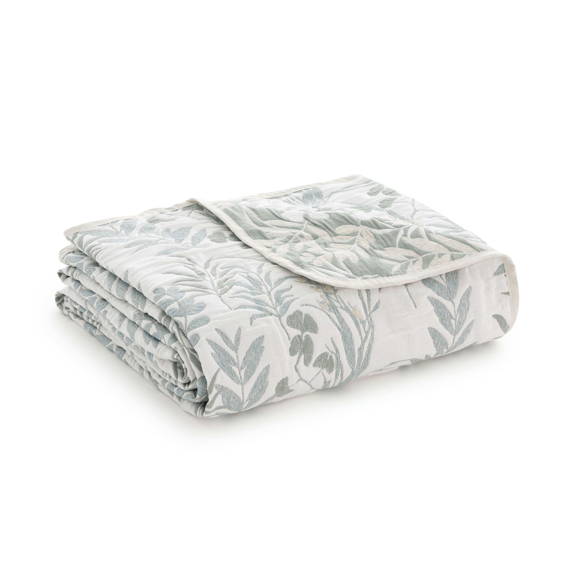 ALESSIA - Couvre lit en coton bleu 180x270