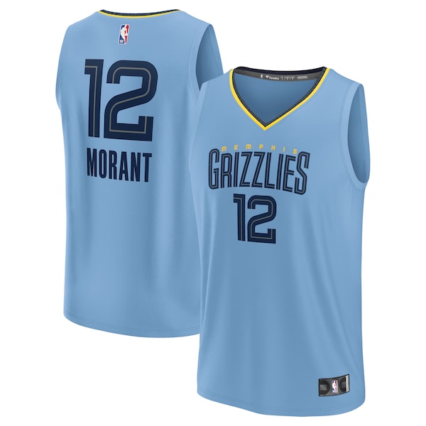 Ja Morant Memphis Grizzlies  Fast Break Replica Player Jersey - Statement Edition - Light Blue