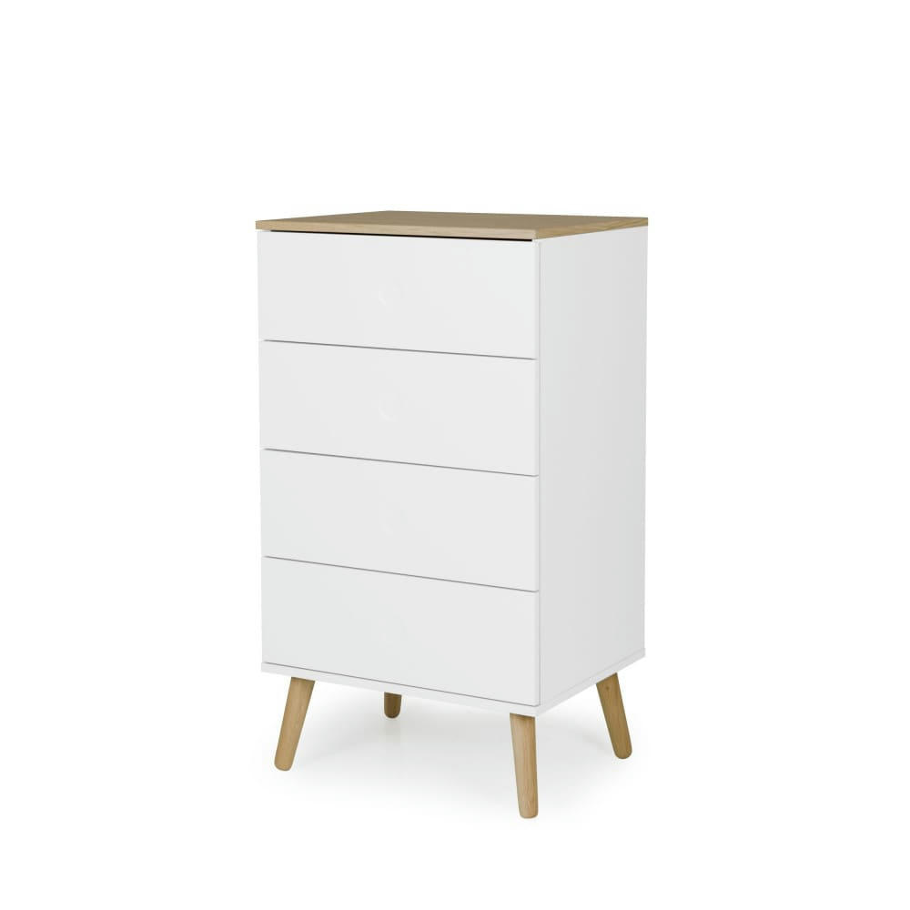 DOT - Petit meuble de rangement en bois 4 tiroirs H98cm blanc