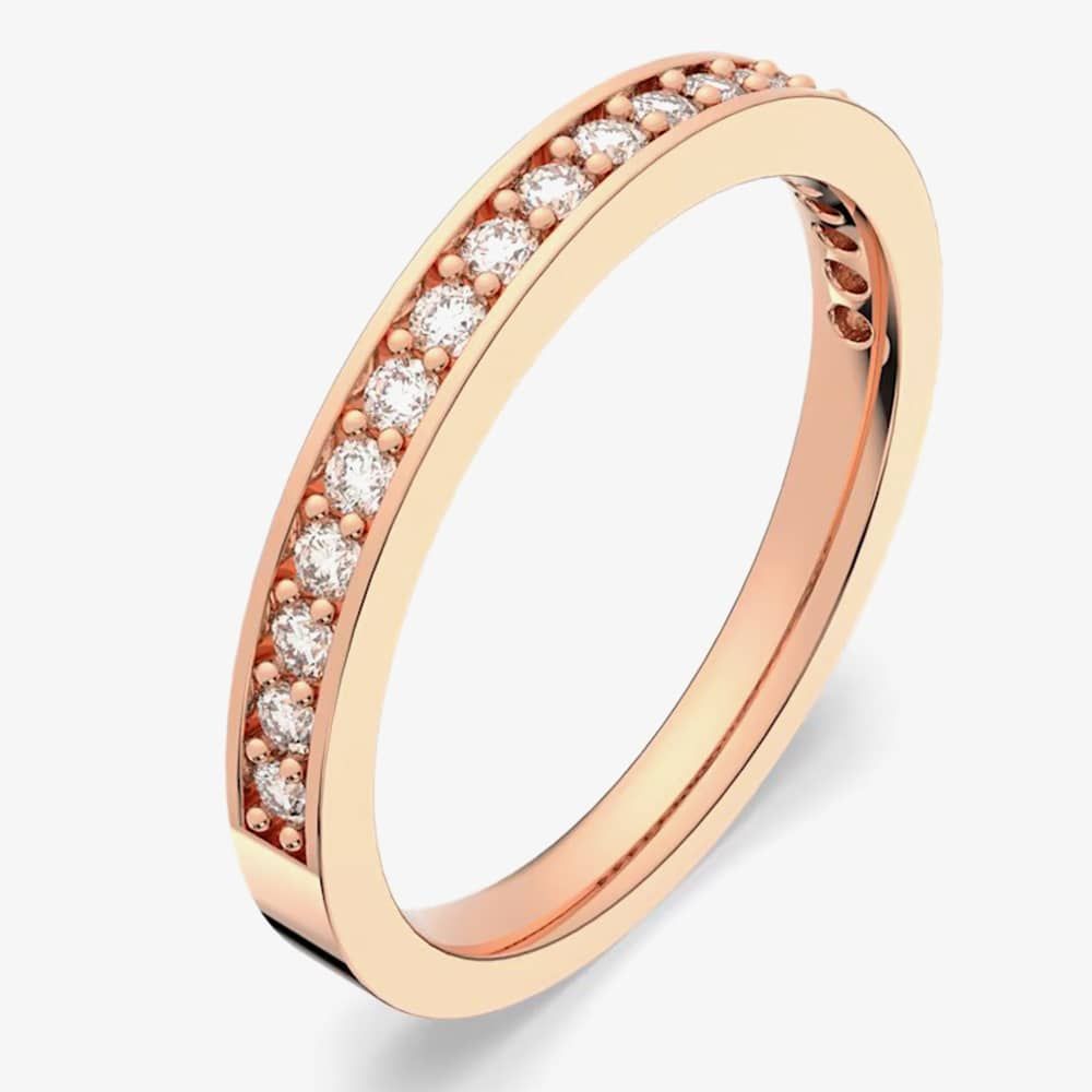 Swarovski Rare Rose Gold Tone White Crystal Channel Half Eternity Ring