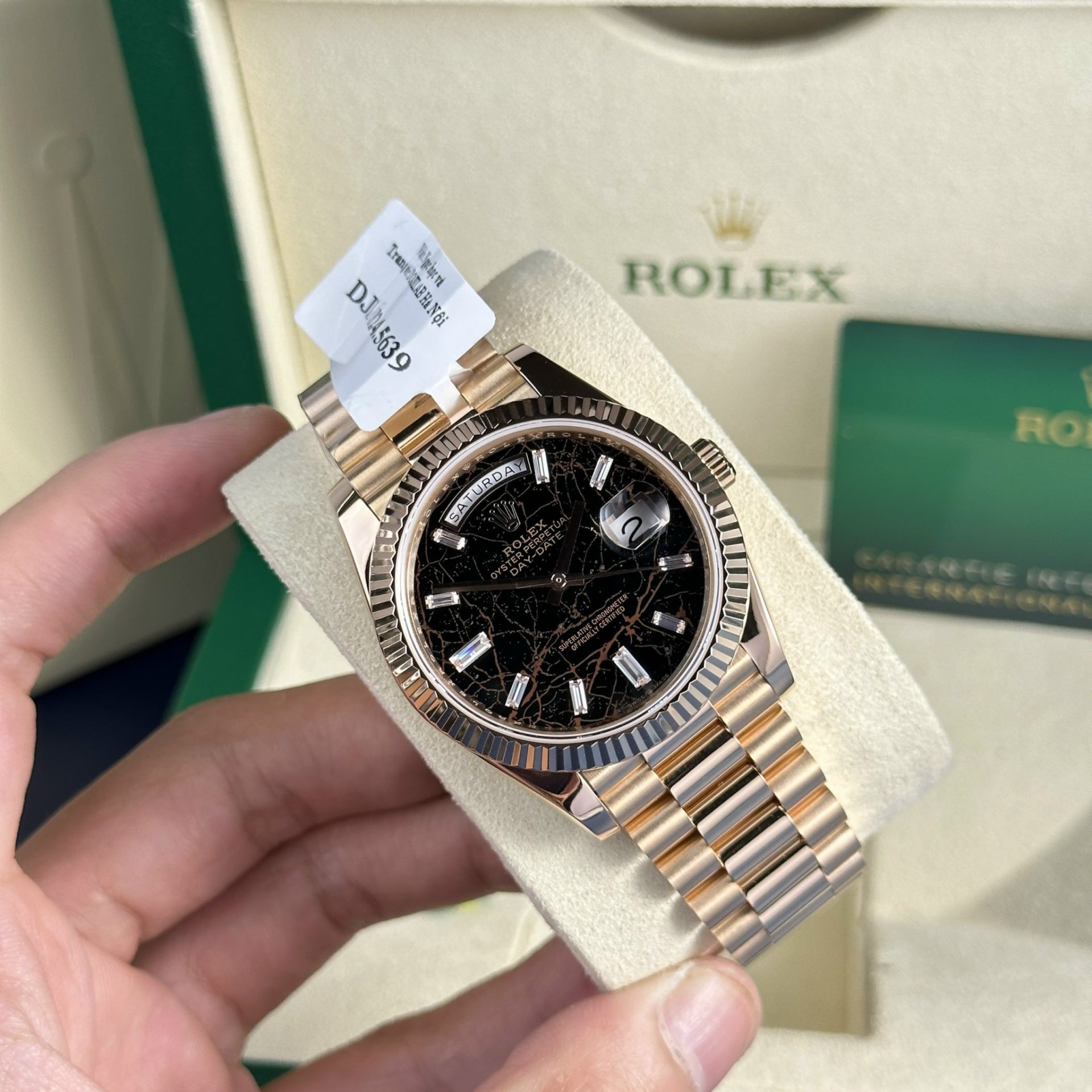 Rolex Day-Date 228235 RG Plated Eisenkiesel Dial CZ Diamonds 40mm Super Clone