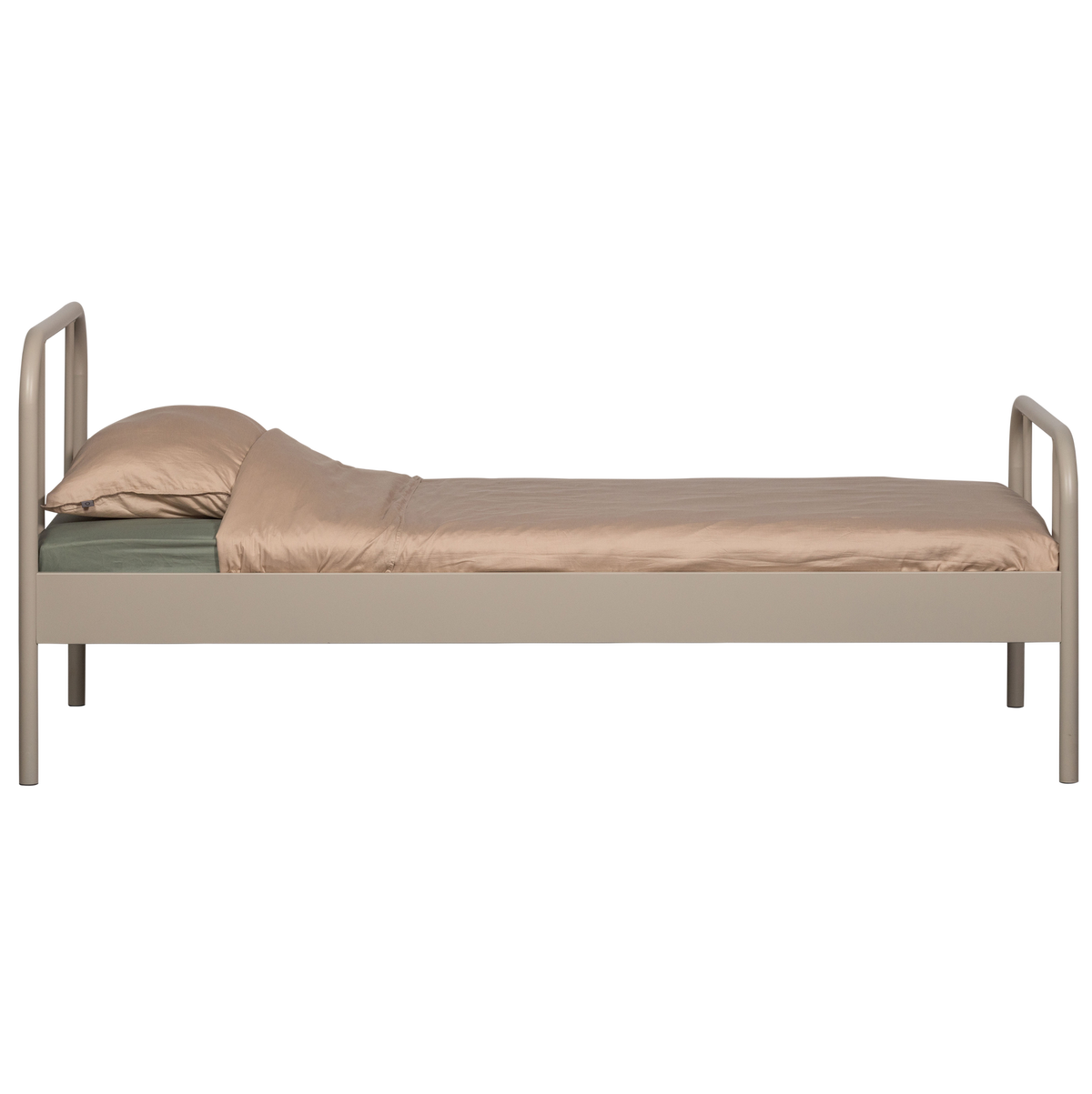 WOOOD 1-persoonsbed Mata- Metaal - Zand - 90x208x95