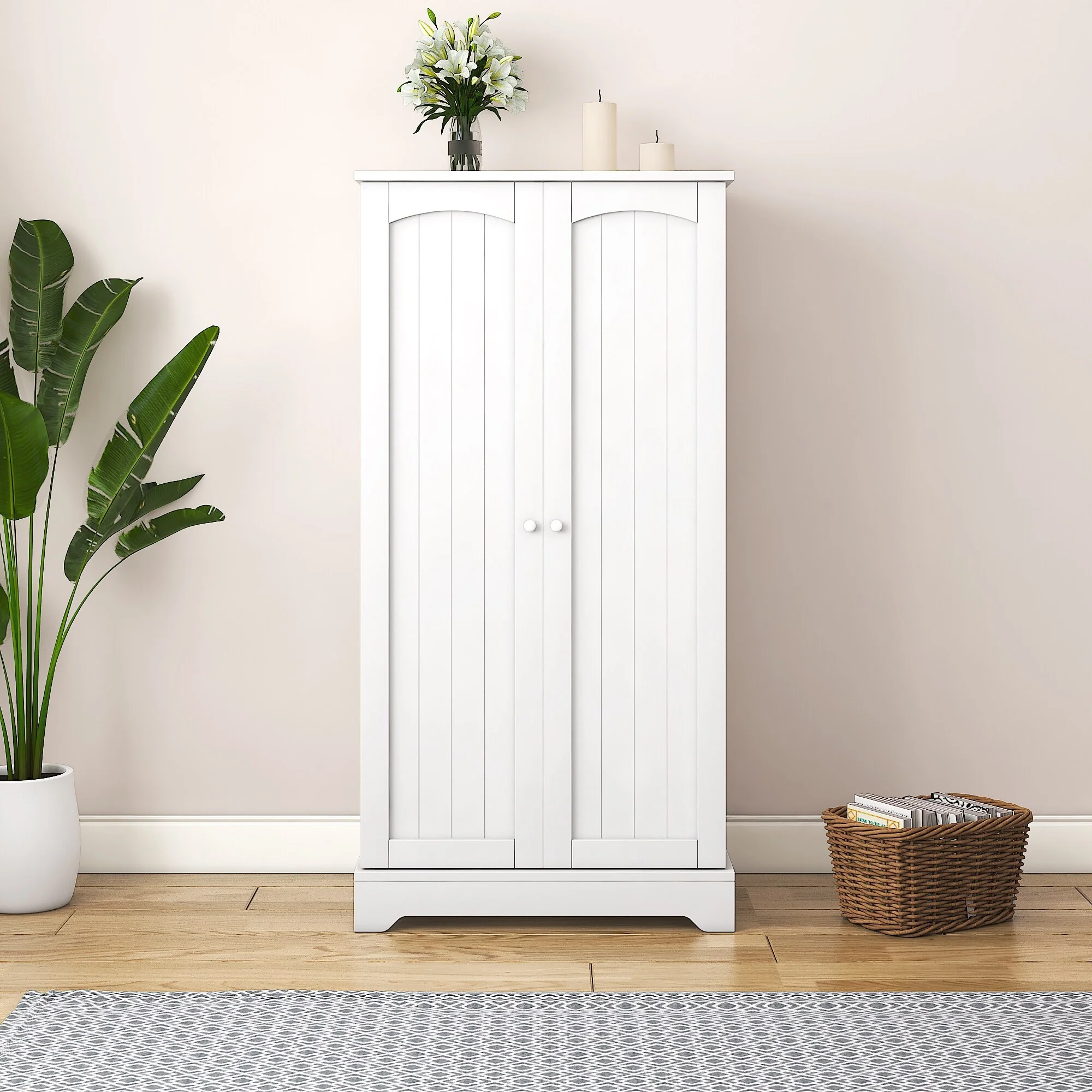 Modern Storage Cabinet with Adjustable Shelves, Racks and Doors for Living Room, Dining Room