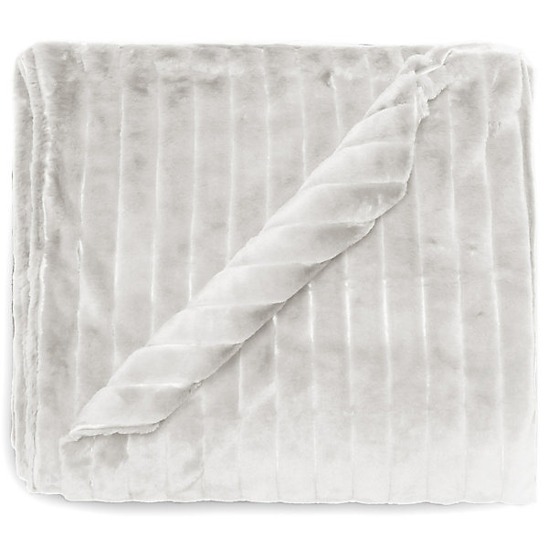 Dessus de lit 260x230 cm HERMINE fausse fourrure blanc Neige