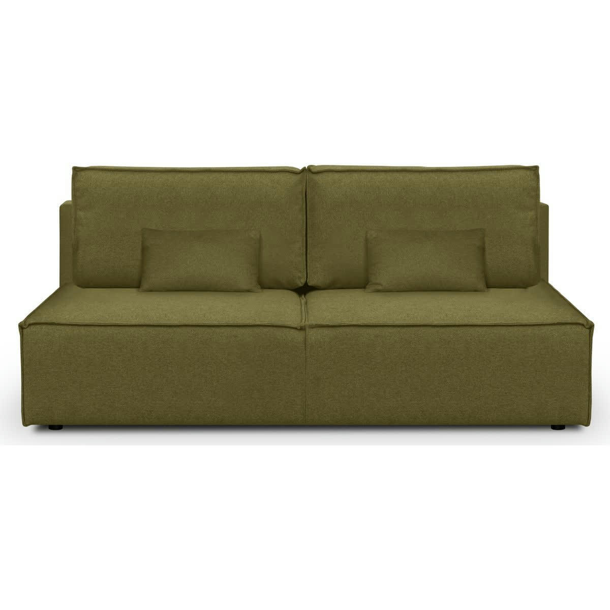 MILLA NEW - Canapé convertible 3 places avec coffre en tissu vert olive