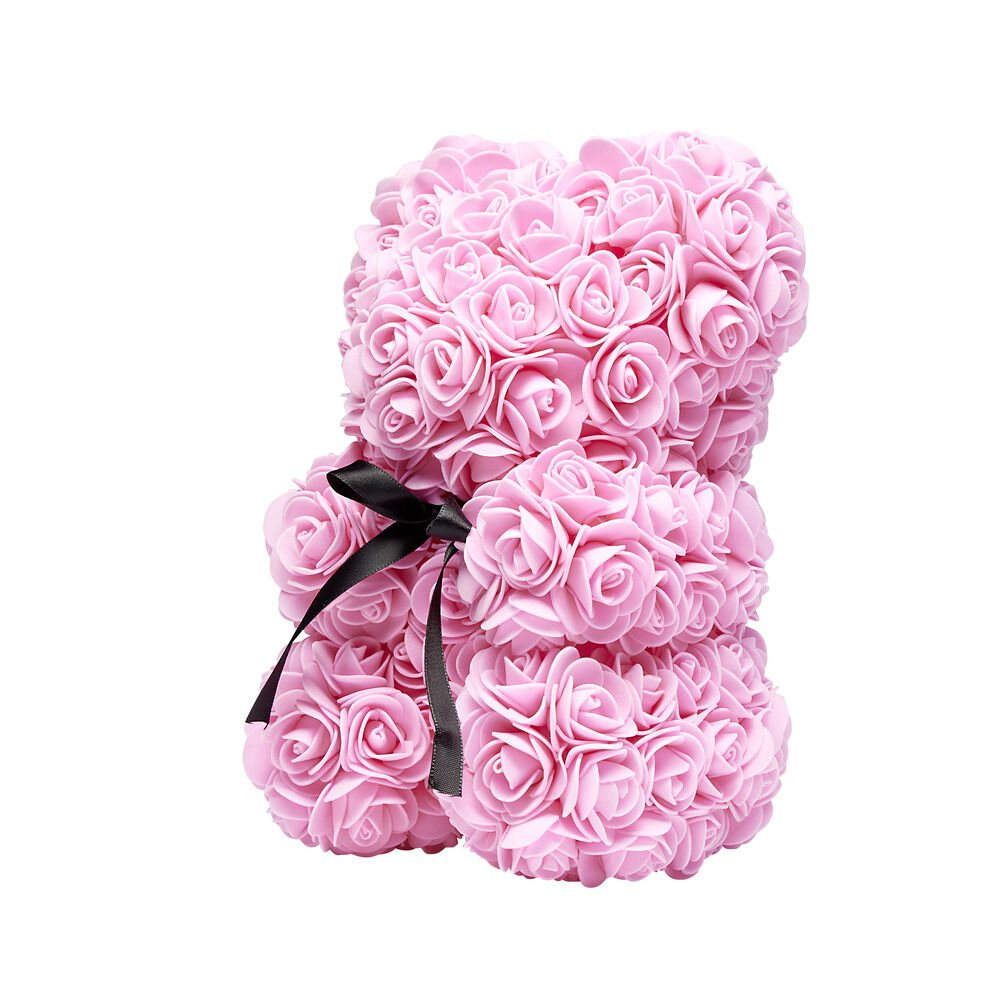 Ourson bouton de rose couleur rose 15x16xH23cm