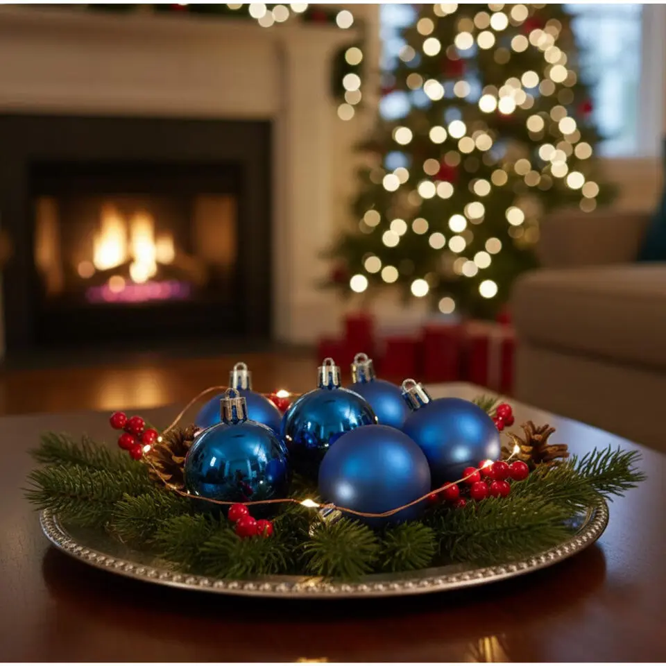 Othmar Decorations Kerstballen - 9x st - 6 cm - blauw - kunststof