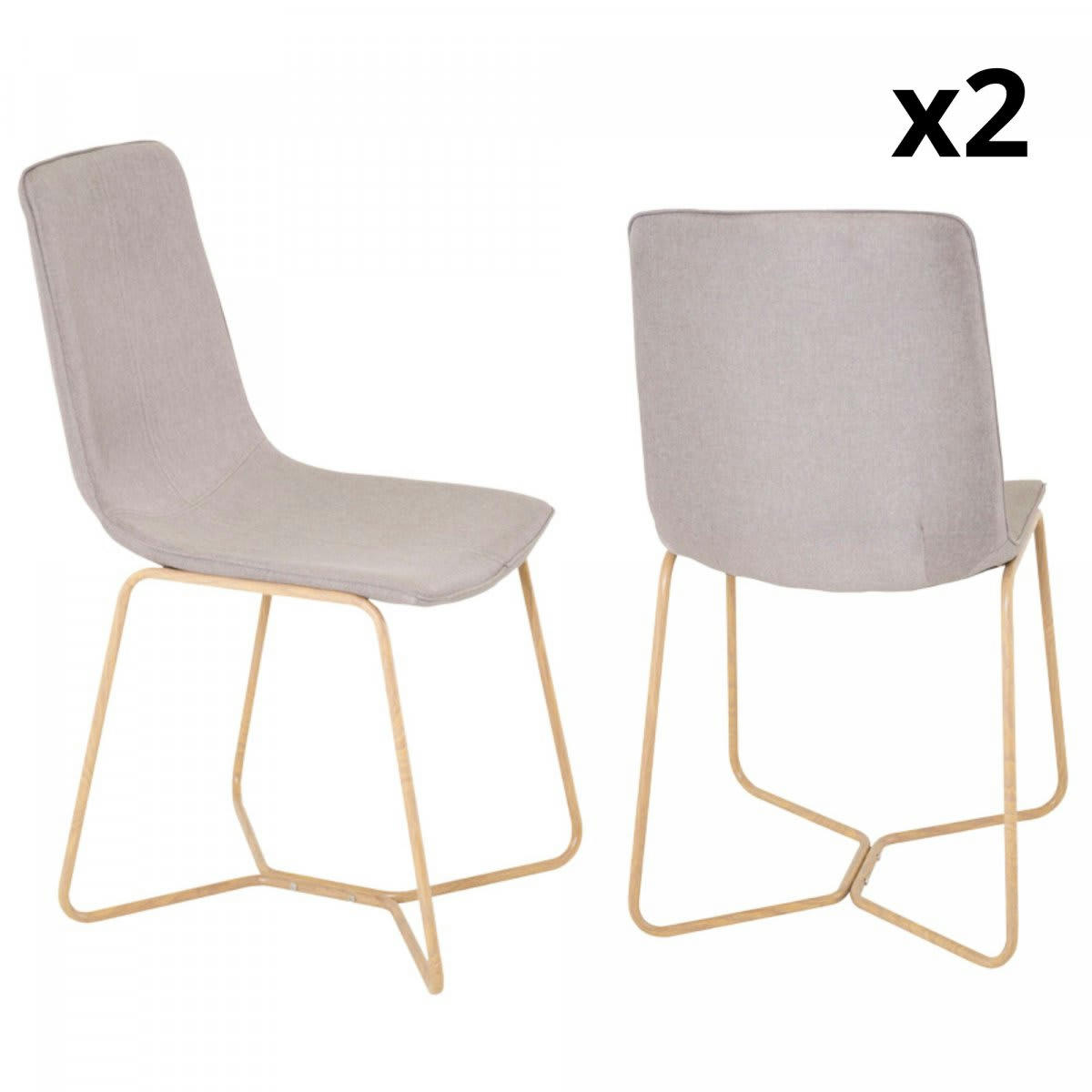 BUTLER - Lot de 2 chaises en tissu beige pieds bois