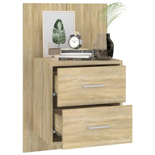 NNEVL Wall-mounted Bedside Cabinets 2 pcs Sonoma Oak