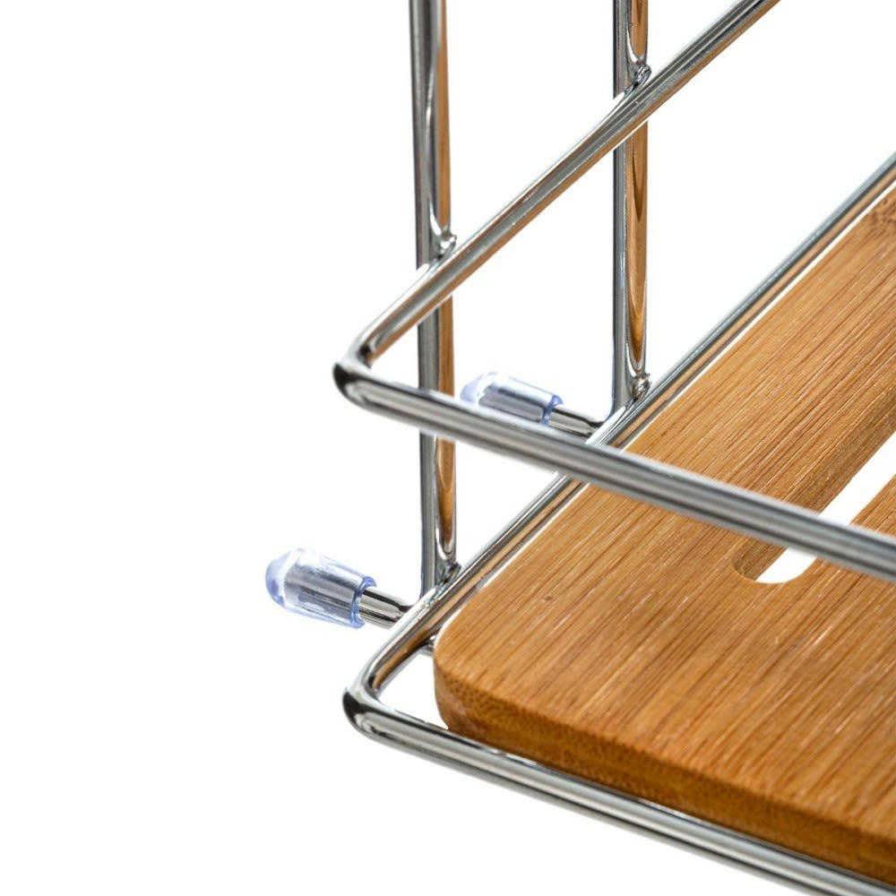 VENTERRA - Étagère 2 niveaux bambou avec ventouse