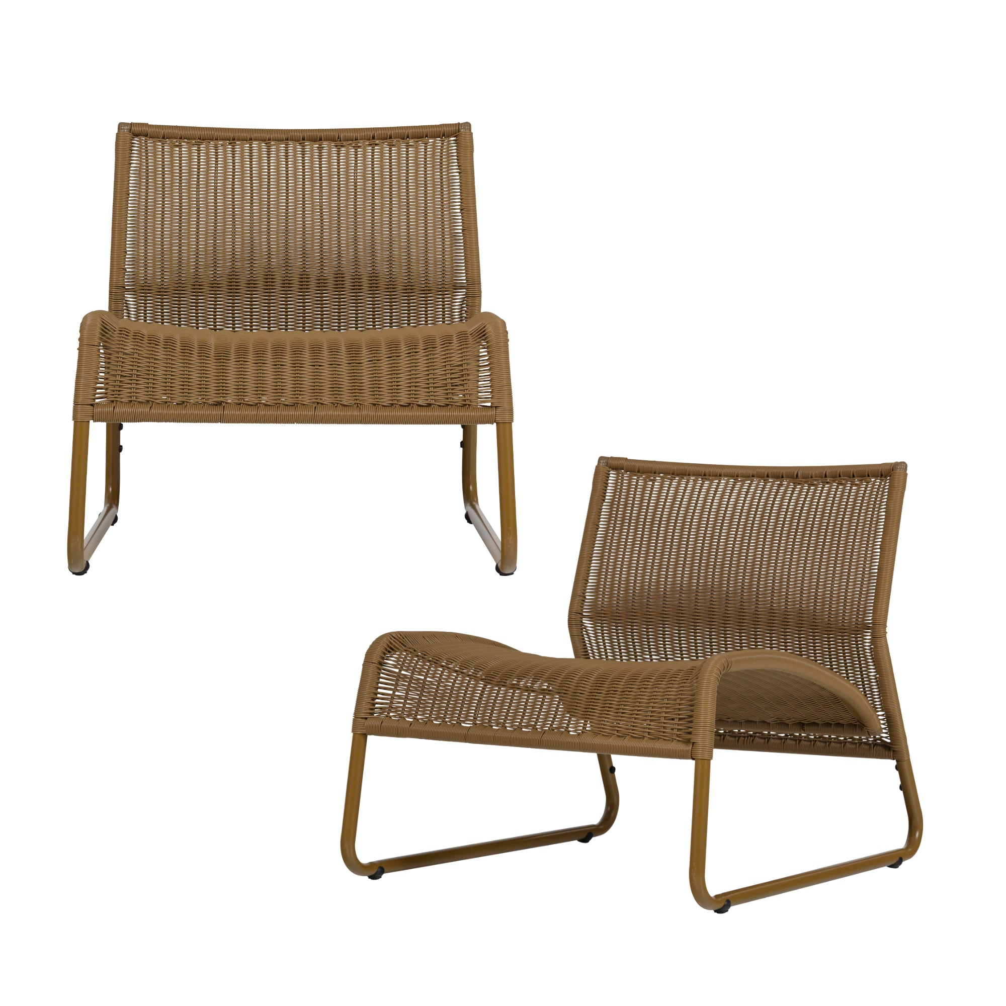 WOOOD tuin loungestoelen West - Kunststof - Honinggeel - Set van 2