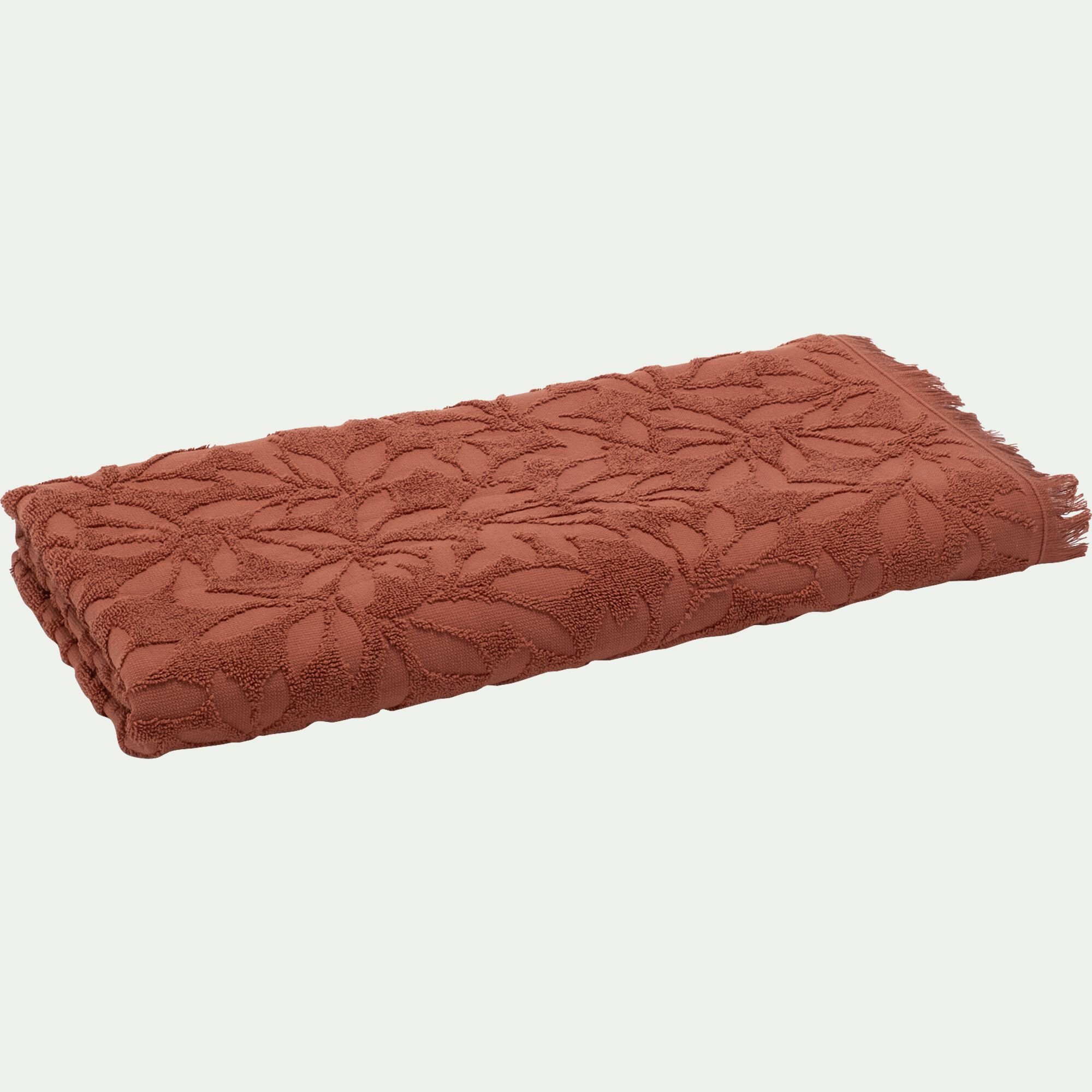 ALLORO - Linge de toilette en coton motif floral - rouge terracota