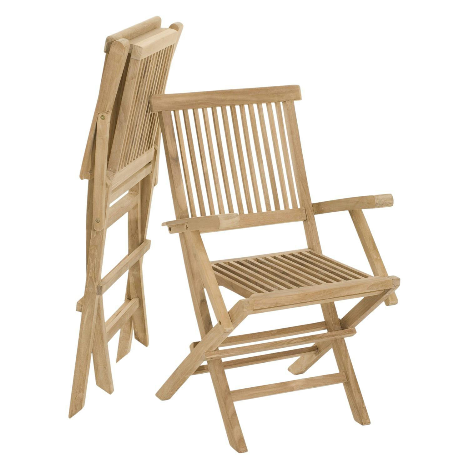 Chaise de jardin en teck à bords droits avec accoudoirs (lot de 2) SUMMER