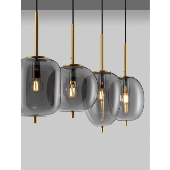 Pendelleuchte »Lato «, LED, 4-flammig, goldfarben/rauchgrau
