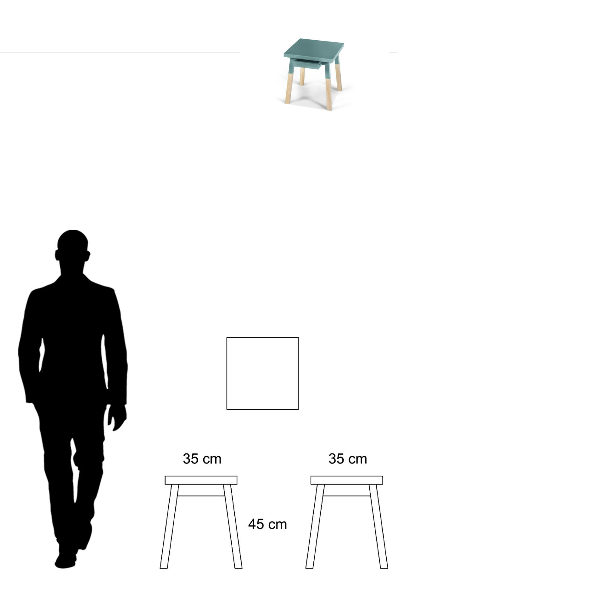 EGEE - 2 chevets laqués avec tiroir en frêne, plateau 40 cm