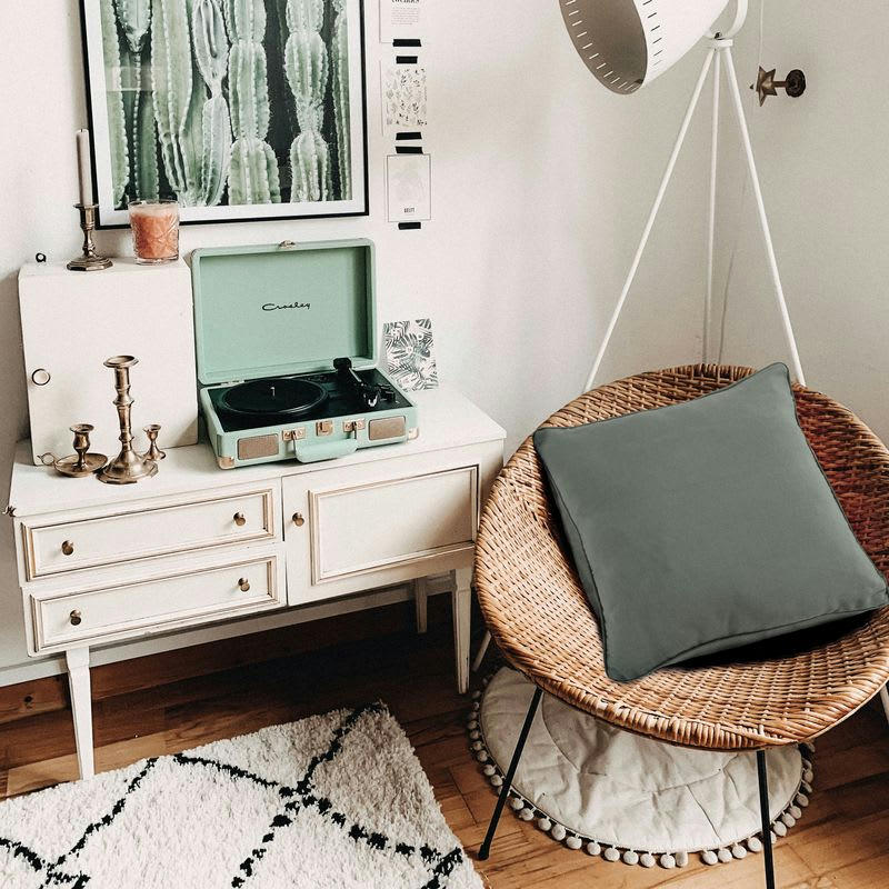 COTTON - Coussin de sol en polycoton gris carbone 70x70